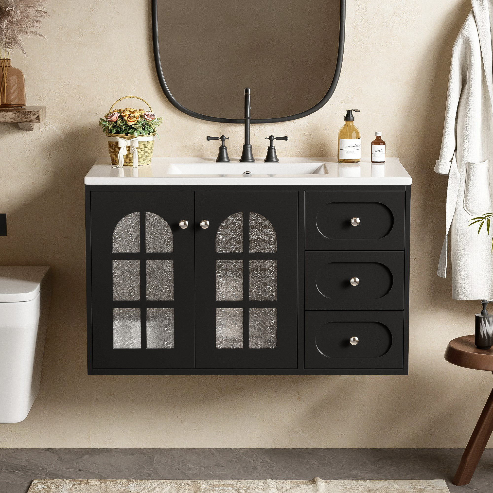 Winston Porter 36" Floating Bathroom Vanity with Ceramic Sink | Wayfair